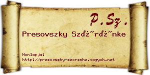 Presovszky Szörénke névjegykártya